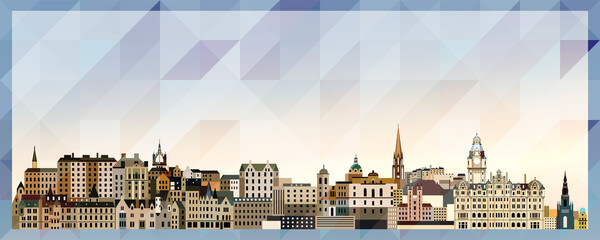 Fototapeta na wymiar Edinburgh skyline vector colorful poster on beautiful triangular texture background