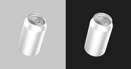 3D realistic silver aluminium can for packaging design. 330 ml  350  ml can. Easy to apply your design.