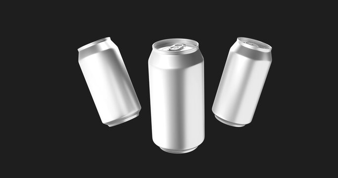 3D realistic silver aluminium can for packaging design. 330 ml  350  ml can. Easy to apply your design.