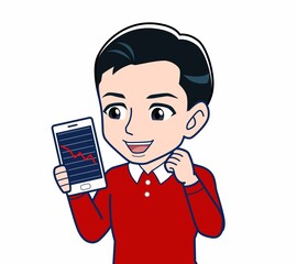 赤い服を着た若い男性