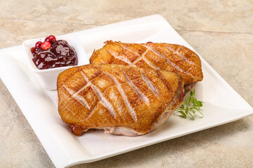 Roasted duck breast with sauce