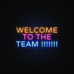 Welcome to the team neon sign vector.