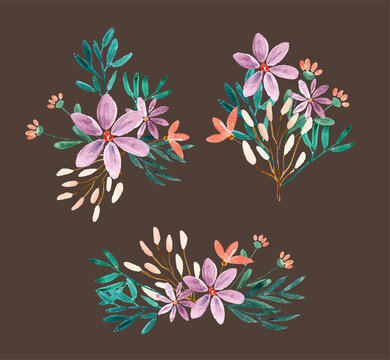 Hand painted watercolor of floral arrangements
