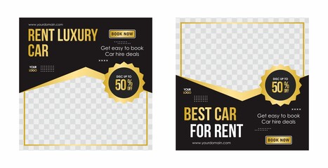 Set of Rent car social media banner template, Perfect for social media post, background and web internet ads.	