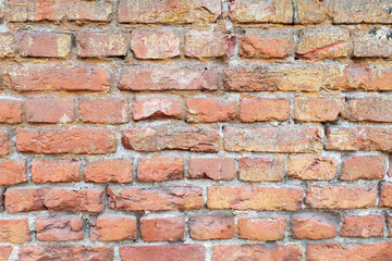 old red brick wall texture. Brick wall of historical bricks.