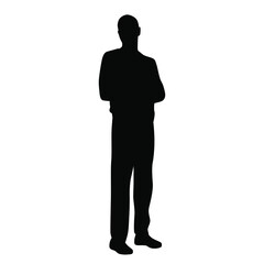Obraz premium Vector silhouette man standing, black color, isolated on white background