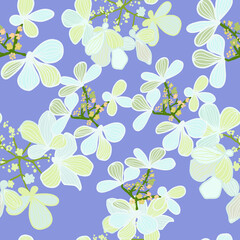 Lace hydrangeas in seamless repeat pattern. Ready to be printed on fabric, summer dress, or children's bed room products.