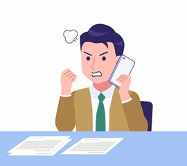 デスクワークする青年