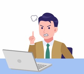 デスクワークする青年