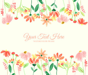 Hand painted watercolor of flower frame background
