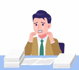 デスクワークする青年