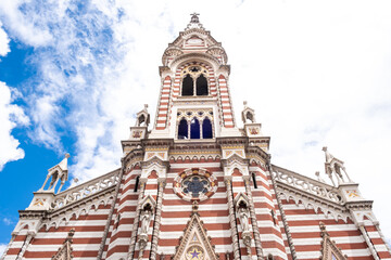 Santuario Nuestra Senora del Carmen. Photograph of the exterior facade of a church in Bogota,...