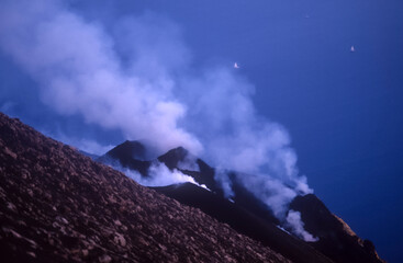 Stromboli, smoking craters over the sea. Sicily © Roland