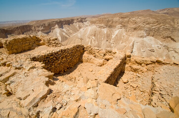 Ruins of Herods castle in fortress Masadaю World Heritage Site as declared by UNESCO