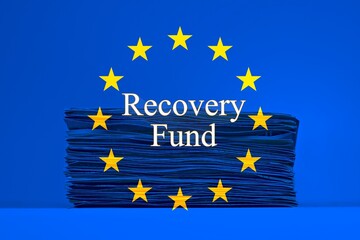 Pile of fifty euros on the table , concept of corruption and finance