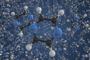 Pyrazine molecule, ball-and-stick molecular model. Chemical 3d rendering