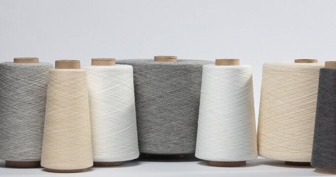 Large vintage spools with cotton thread