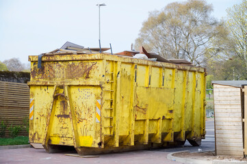 Rubbish and garbage in skip for disposal at dump site