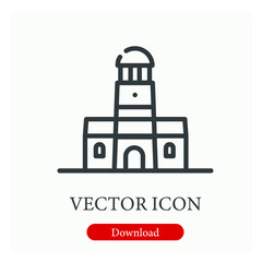 Lighthouse vector icon.  Editable stroke. Linear style sign for use on web design and mobile apps, logo. Symbol illustration. Pixel vector graphics - Vector