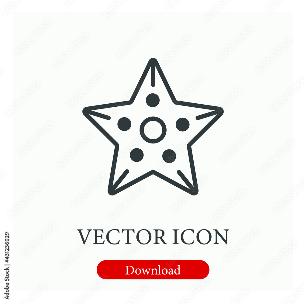 Poster starfish vector icon. editable stroke. linear style sign for use on web design and mobile apps, logo