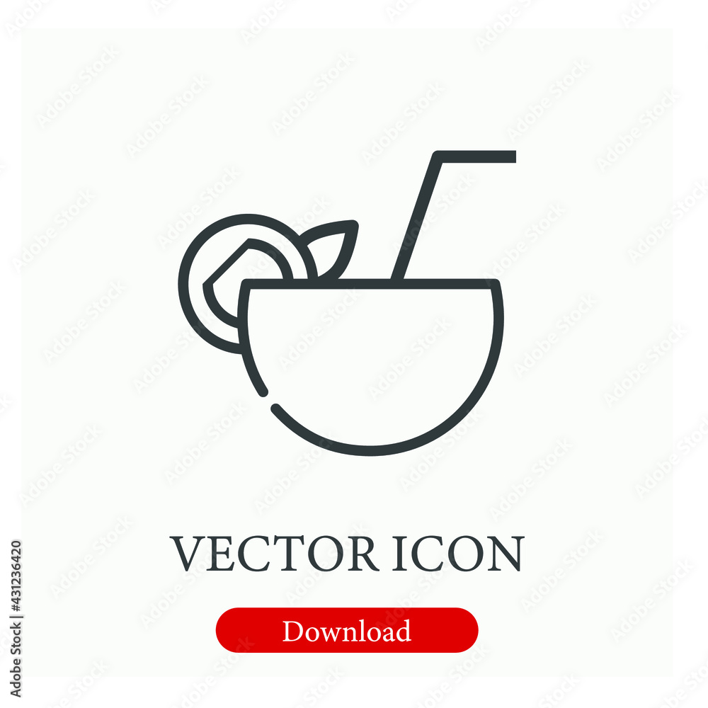 Poster cocktail vector icon. editable stroke. linear style sign for use on web design and mobile apps, logo