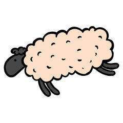 Hand drawn jumping sheep color vector illustration