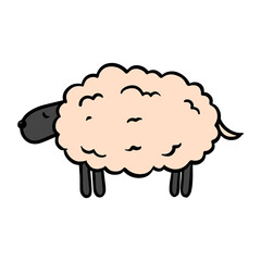 Hand drawn sleeping sheep color vector illustration