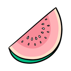 Fruit slice hand drawn watermelon or melon color vector illustration