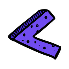 Math symbol less than hand drawn color vector illustration