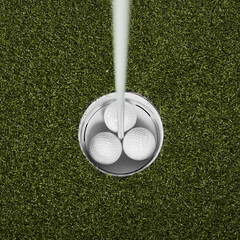 Golf balls in the hole