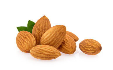 Almond nuts isolated on white background