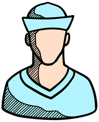 Sailor icon  style hand drawn color vector illustration