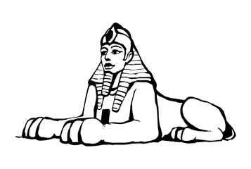 Egyptian sphinx. Vector pen drawing