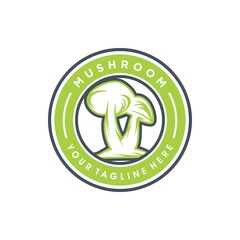 Mushroom Farming Logo vector simple modern agriculture organic food design template