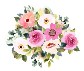 blush pink flower bouquet watercolor background