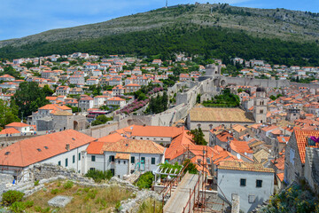 Naklejka na ściany i meble Red rooftops of town Dubrovnik on June 18, 2019. Some episodes of the Game of Thrones filmed there.