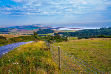 View of the Chesil Beach and Portland Bill. - 431241675