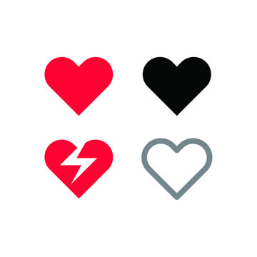 Collection of heart illustrations, Love symbol icon set, love symbol vector. Beautiful Heart Icon Vector. Red Love Image.