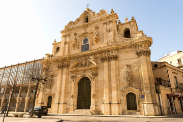 Obraz premium Architectural Sights of Saint Ignatius of Loyola Mother Church (Chiesa Madre di San Ignazio di Loyola) in Scicli, Province of Ragusa, Sicily - Italy.
