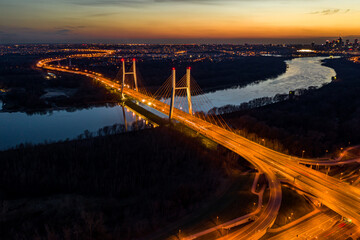 Siekierkowski Bridge just after sunset