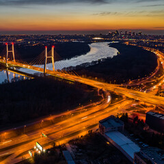 Siekierkowski Bridge just after sunset