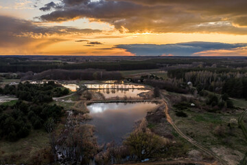 Sunset at the ponds in Petrykozy