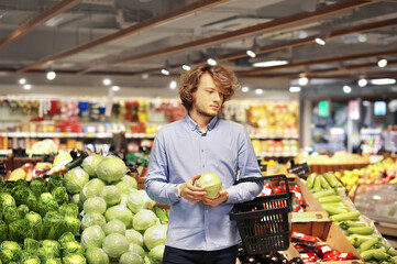 Man buying fruits and vegetables  at the market