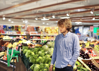 Man buying fruits and vegetables  at the market