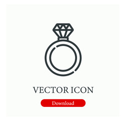 Diamond vector icon. Editable stroke. Symbol in Line Art Style for Design, Presentation, Website or Apps Elements, Logo. Pixel vector graphics - Vector