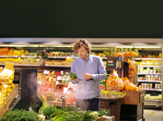 Man buying fruits and vegetables  at the market