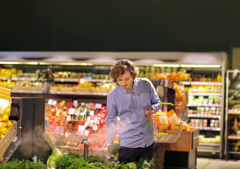 Man buying fruits and vegetables  at the market
