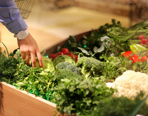 Man buying vegetables  at the market