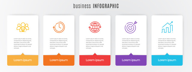 Modern timeline infographic template 5 steps