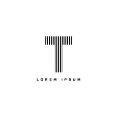 alphabet logo template with stripes lines black and white